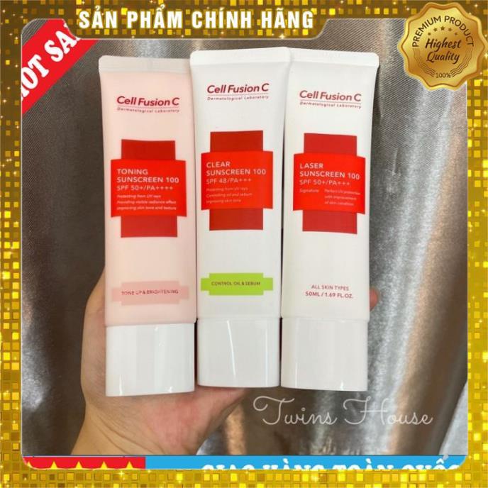 🌱🌱Đủ Bill🌱🌱 Kem Chống Nắng Cell Fusion C Laser / Clear / Toning Suncreen Đỏ / Xanh