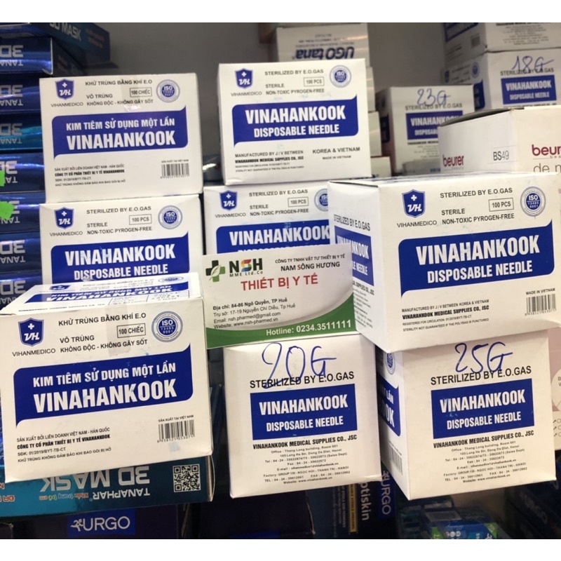 Kim tiêm sử dụng 1 lần Vinahankook ĐẦU BƠM KIM TIÊM ÉP VỈ TIỆT TRÙNG 25G của VINAHANCOOK