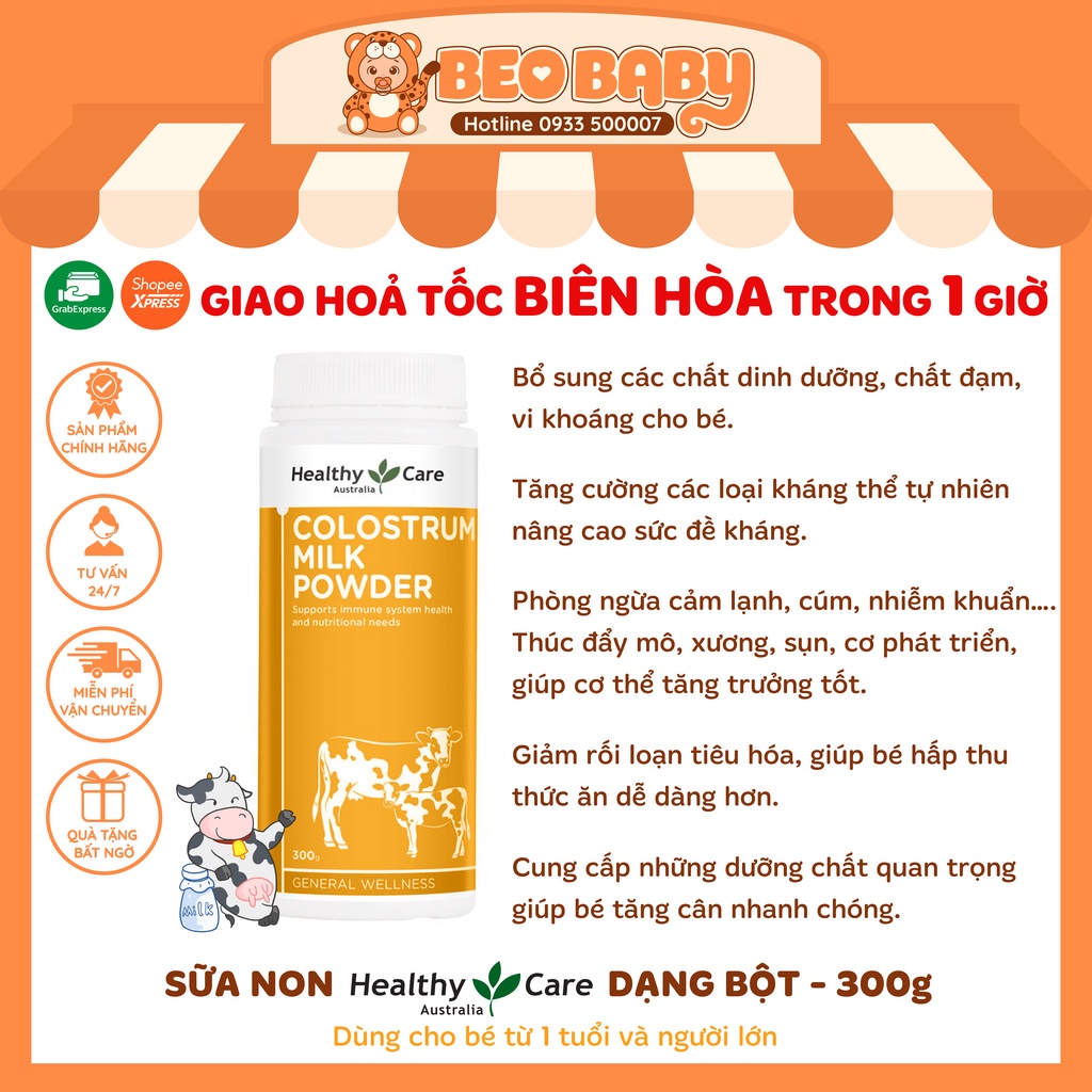 Sữa Non Healthy Care Colostrum Milk Powder Dạng Bột 300g – Úc