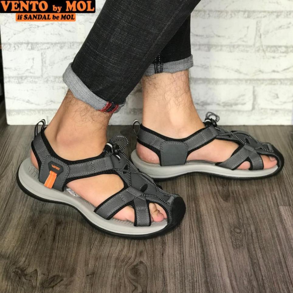 Giày Sandal Vento Bít Mũi VNXK Đế Cao Su Quai Dù Thích Hợp Đi Làm Đi Phượt Đạp Xe Màu Xám Mã NV7606 👟