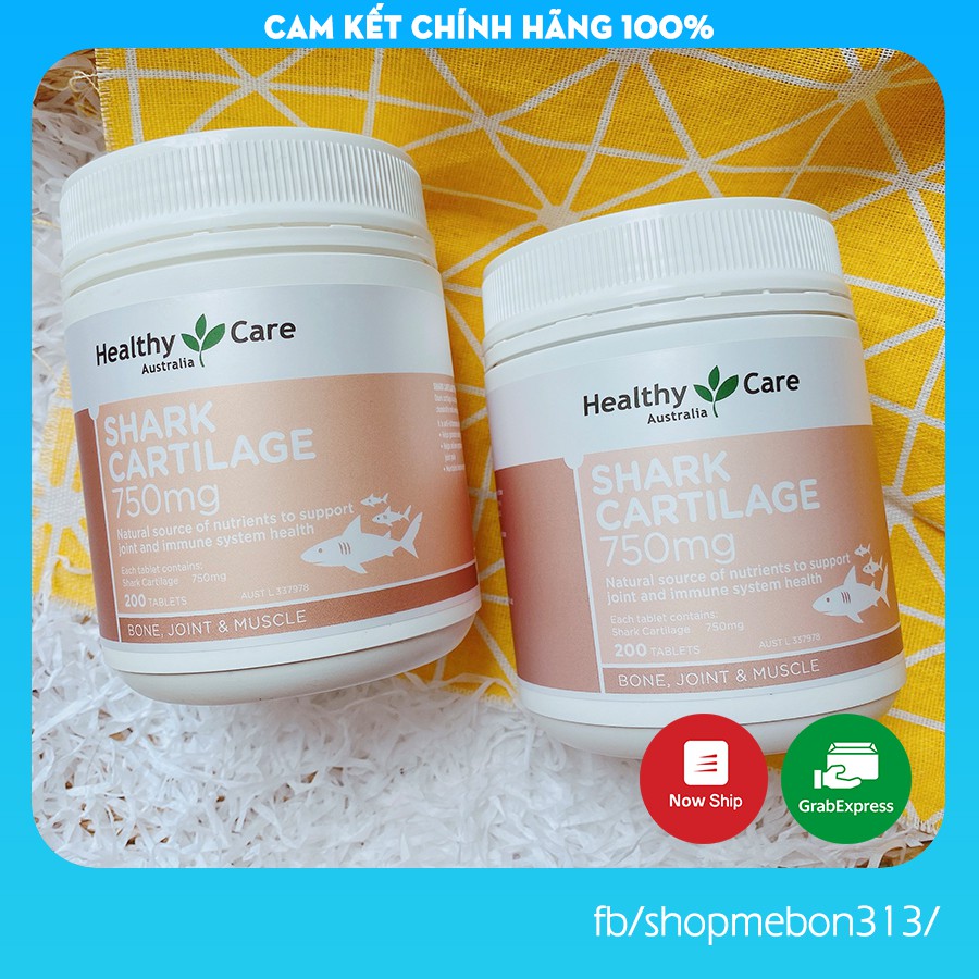 [CHUẨN AIR] Sụn Vi Cá Mập Healthy Care Shark Cartilage 750mg hỗ trợ xương khớp - Úc Chính Hãng