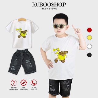 Set quần áo cộc tay Kuboo Shop in hình Khủng Long Monster ngộ nghĩnh. Áo thun cotton quần jean lửng cho bé BT07