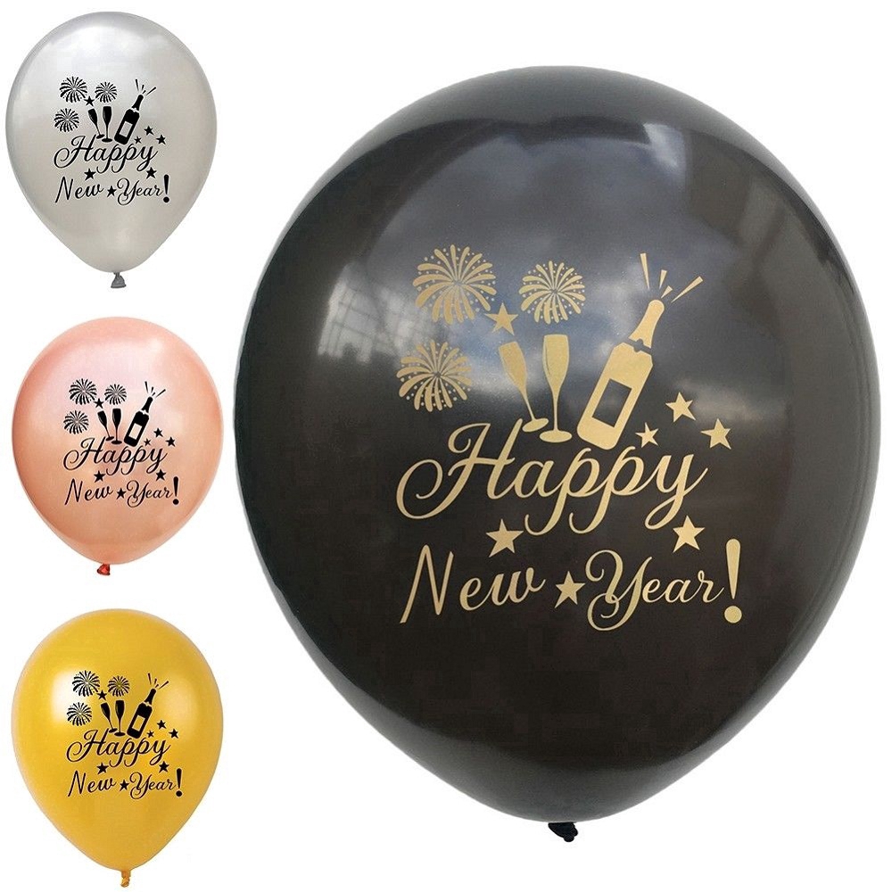 Set 10 bong bóng cao su latex 12 inch chúc mừng năm mới/tiệc tùng