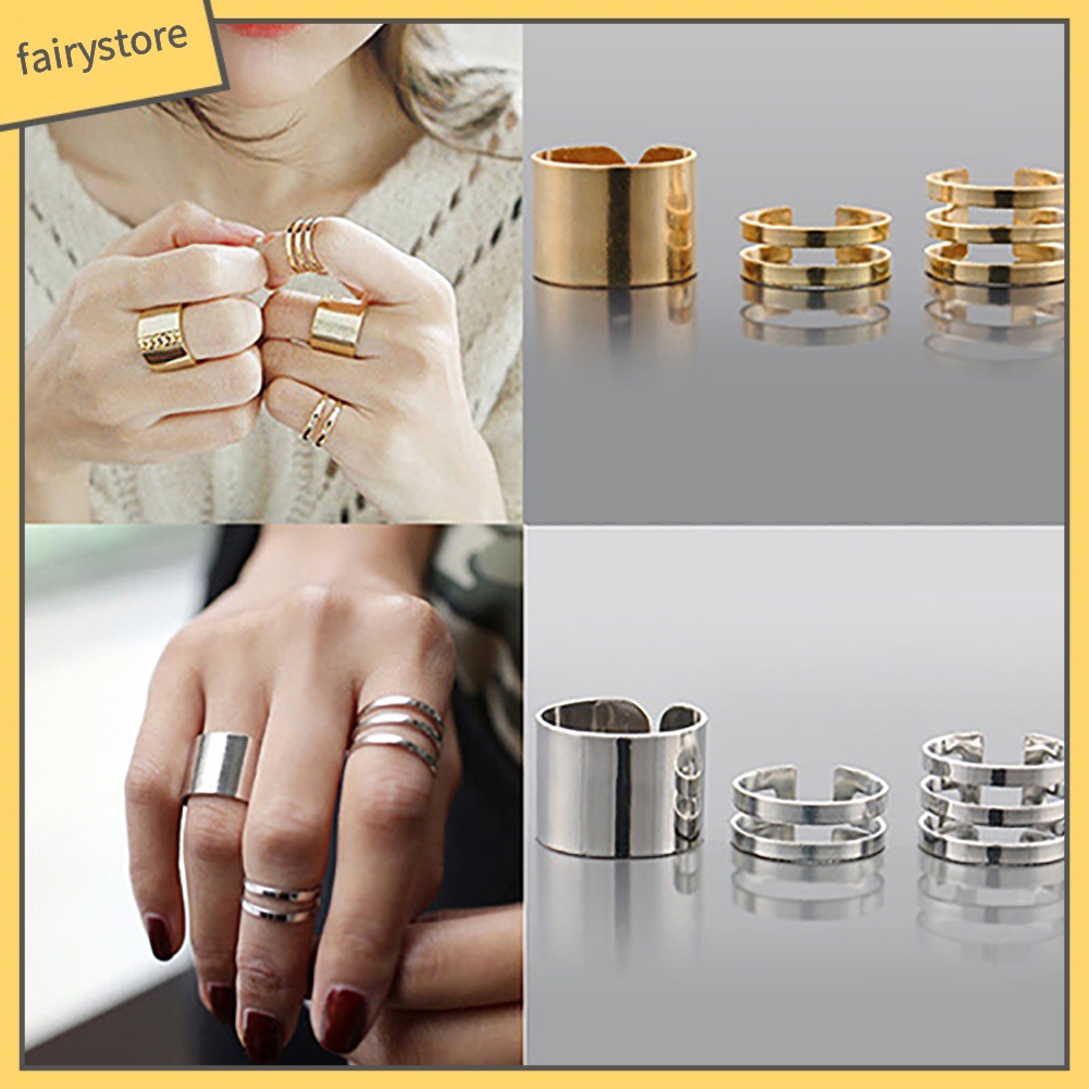 Bộ 3 nhẫn đeo đốt ngón tay kiểu dáng thời trang cho nữ