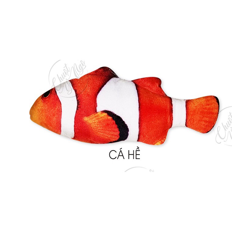 Đồ chơi cá nhồi bông dùng ướp cỏ bạc hà cho mèo 20cm/ Đồ chơi hình cá kèm cỏ bạc hà giúp mèo xả stress, thư giãn