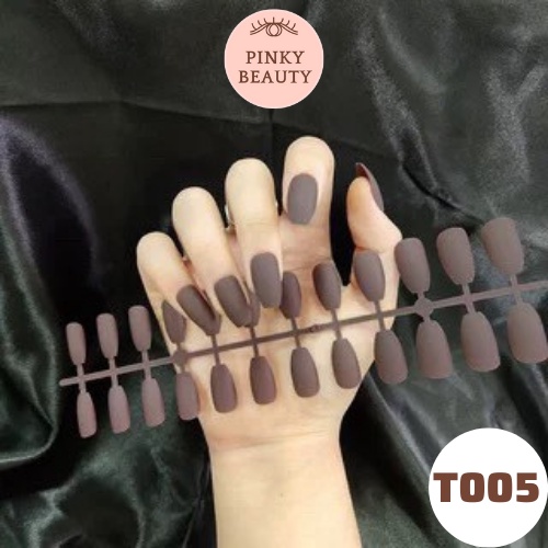 Móng Tay Giả Dài Bộ 24 Móng Giả Dáng Dài Trơn Màu Lì Siêu Sang, Thời Trang Cá Tính Cho Nữ - Pinky Beauty