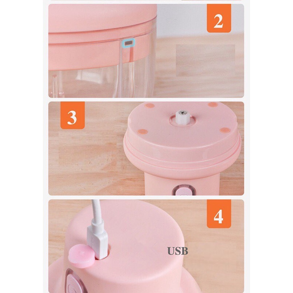 Máy xay mini cầm tay tiện lợi màu hồng lưỡi cắt thép không gỉ