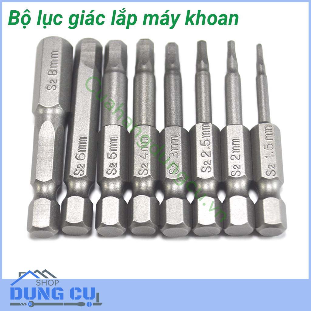 Bộ 8 đầu lục giác lắp máy khoan