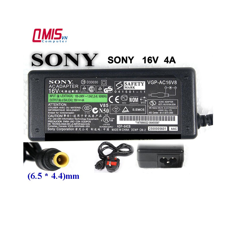 Sạc laptop Sony Vaio 16V-4A – OEM - laptop Sony Vaio VGP-16V8, PCGA-AC16V, PCGA-AC5E, PCG-C1, PCG-GR, PCG-SR, PCG-TR1A