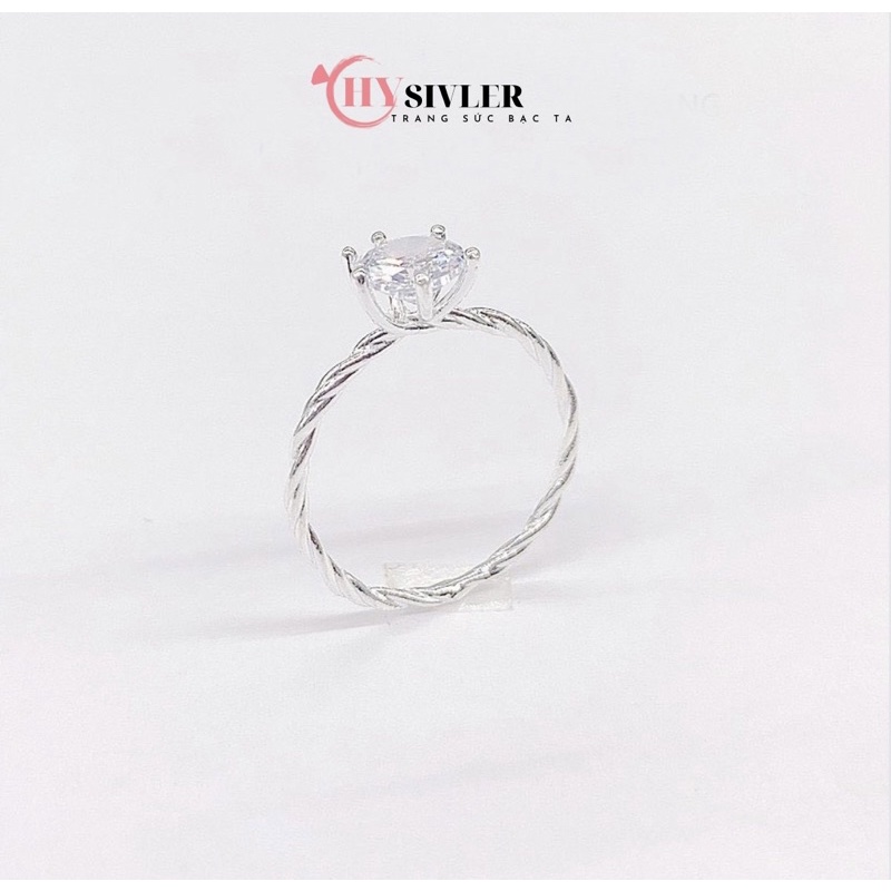 Nhẫn bạc ta xoắn trơn đá chủ 5 ly sáng đẹp nhẹ nhàng đơn giản nhẫn nữ bạc thật giá rẻ