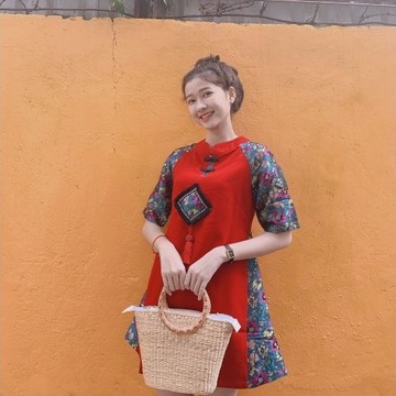 Áo Dài Tết - Áo Dài Cách Tân Kiểu Sườn Xám Dáng Suông Thiết Kế Cao Cấp ( Ảnh thật)