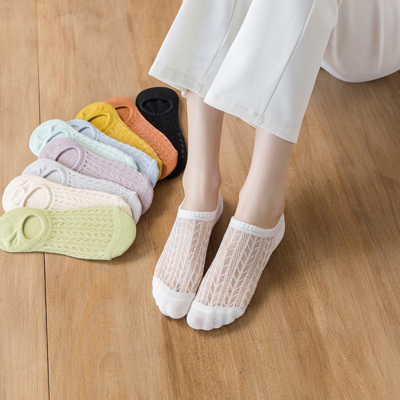 Tất nữ cổ ngắn đi giày lười chất liệu cotton siêu co dãn thoáng mát -T019