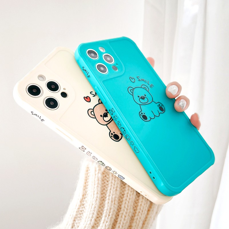 Ốp lưng iphone Smile Bear cạnh vuông in hình viền 5/5s/6/6plus/6s/6splus/7/7plus/8/8plus/x/xs/11/12/pro/max/plus/promax | BigBuy360 - bigbuy360.vn