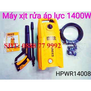 Máy xịt rửa áp lực đa năng 1400w 130bar 1900psi ingco hpwr14008