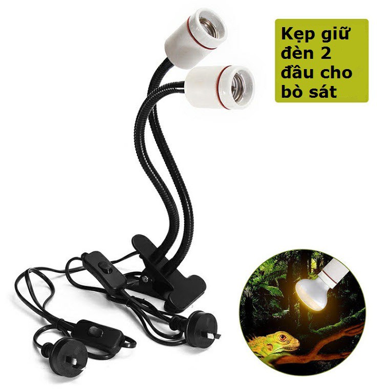 Kẹp giữ đèn sưởi gốm sứ cho bò sát 2 đầu