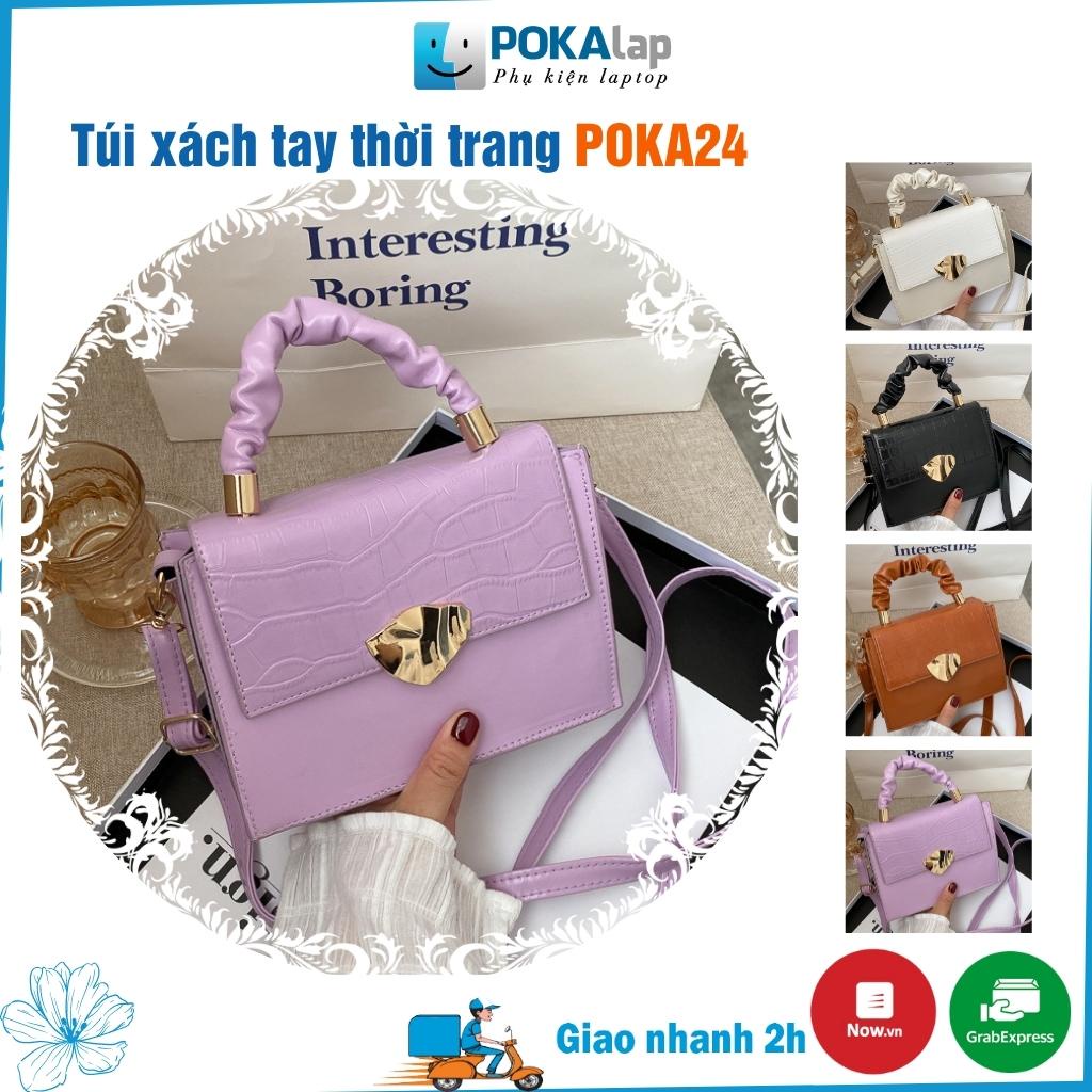 Túi xách nữ, túi đeo chéo nữ POKA24 đeo chéo hình vuông khóa cài cách điệu phong cách Hàn quốc ngọt ngào - POKALAP