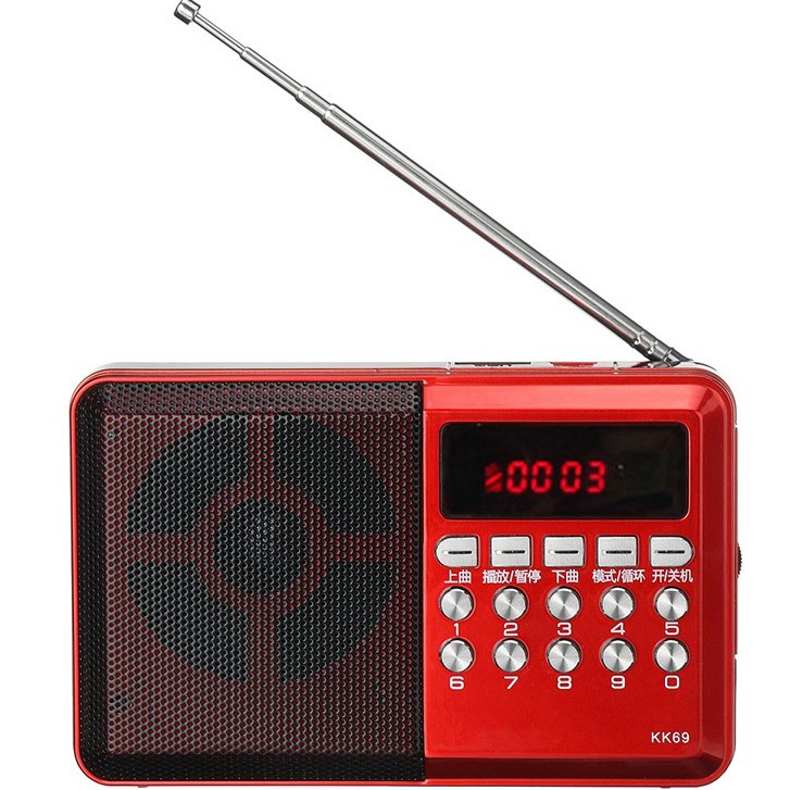 Đài Radio Kk69 Mini Kỹ Thuật Số Có Ăng Ten Và Cổng Sạc Usb Hỗ Trợ Thẻ Nhớ Tf Mp3