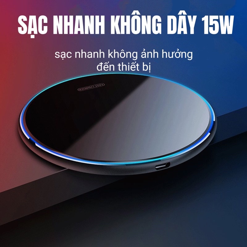ĐẾ SẠC KHÔNG DÂY 15W, TÍCH HỢP SẠC NHANH, DÙNG CHO IPHONE VÀ SAMSUNG