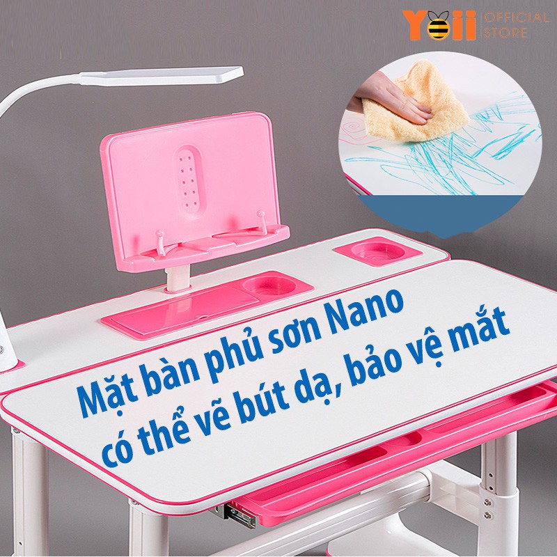 Bộ bàn ghế học sinh trẻ em thông minh chống gù chống cận kích thước lớn B02 50 x 70cm - Tặng kèm đèn LED 3 chế độ