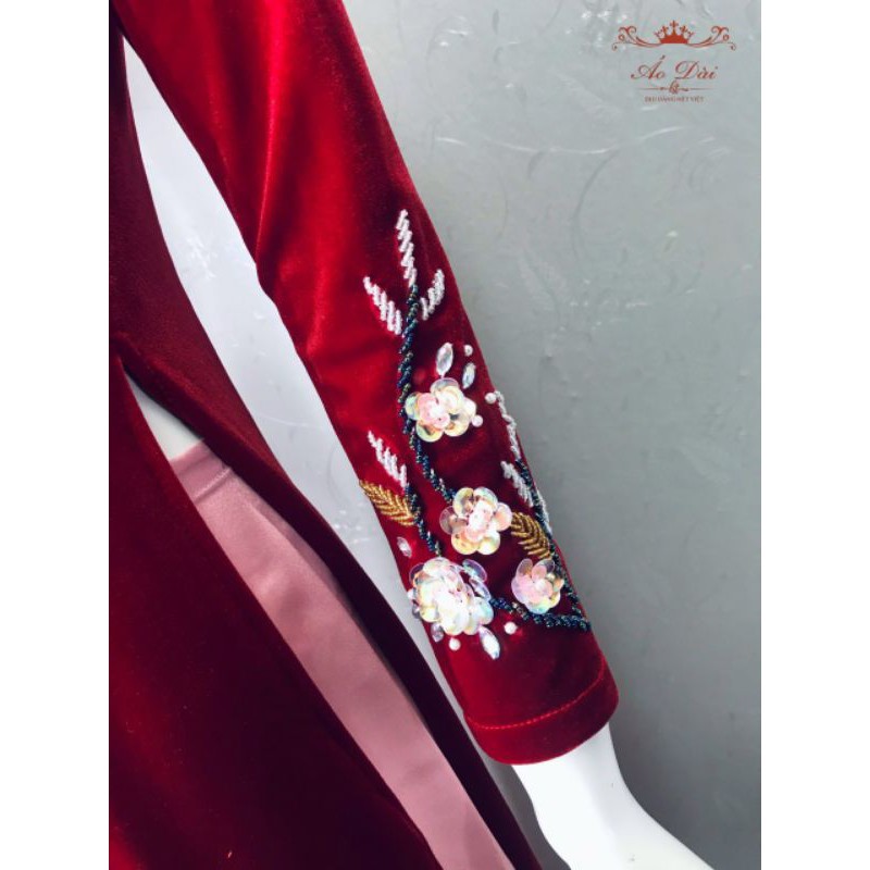 ÁO DÀI NHUNG KẾT HOA CAO CẤP⚡HÀNG ĐẸP - GIÁ RẺ⚡SP Y HÌNH