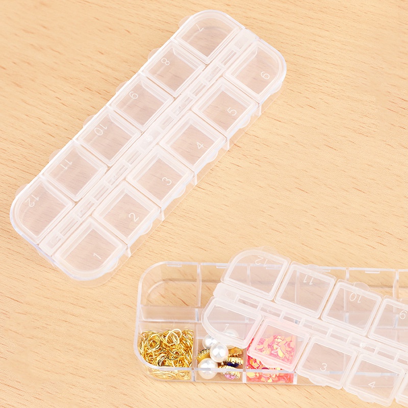 Hộp nhựa trong suốt 12 ngăn đựng trang sức tiện lợi