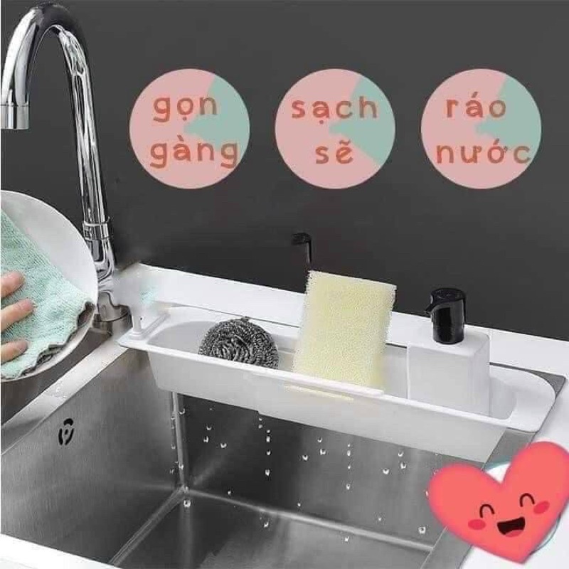 Kệ nhựa gác bồn rửa chén co giãn rút gọn đa năng nhựa Việt Nhật -  Giá để đồ rửa chén bát gấp gọn gác cạnh bồn