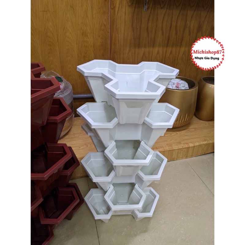 [Giá Sỉ ] Chậu Nhựa Trồng Cây Xếp Tầng, Trồng Hoa, Rau Củ - Chậu Tháp Xếp Tầng Hình Tam GIác Tiết Kiệm Không Gian