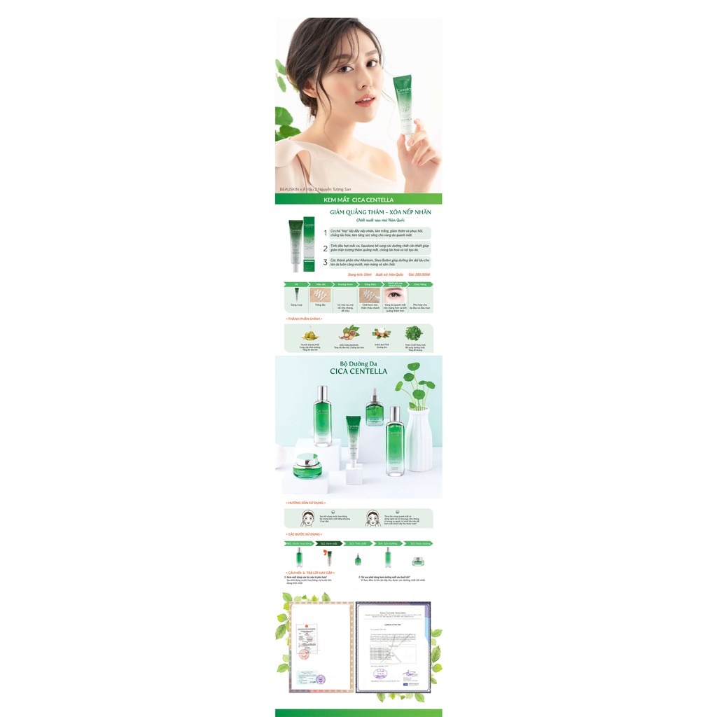 Kem mắt BEAUSKIN chiết xuất rau má Hàn Quốc CICA CENTELLA 30ml