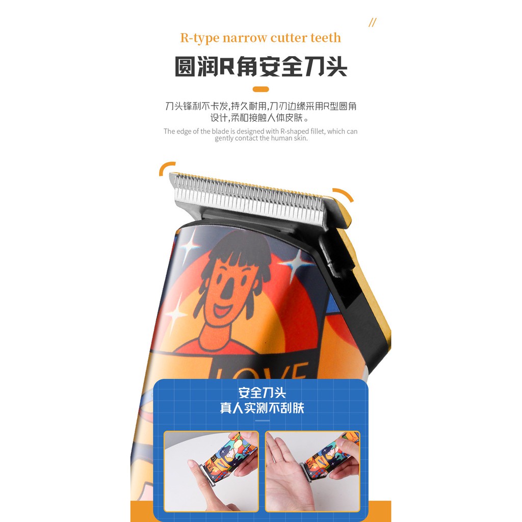 Tông đơ Kemei chữ T không lõi không bị bỏ qua họa tiết graffiti cho nam