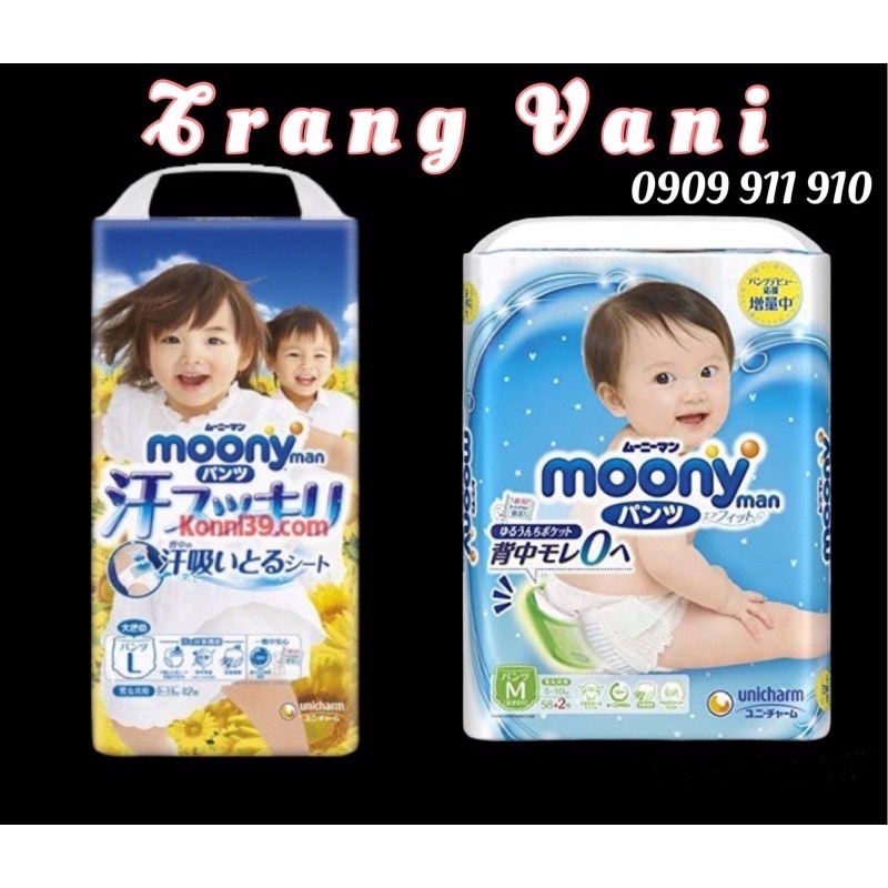 {Cộng Miếng} Tã Bỉm Moony Nội Địa Nhật dán/quần size NB96/S890/M68