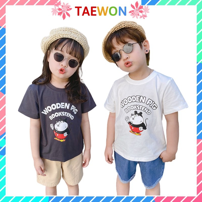 Áo phông Hàn Quốc cho bé trai bé gái ngắn tay chất cotton xuất xịn trẻ em từ 8 đến 22 kg Taewon Kids AT021