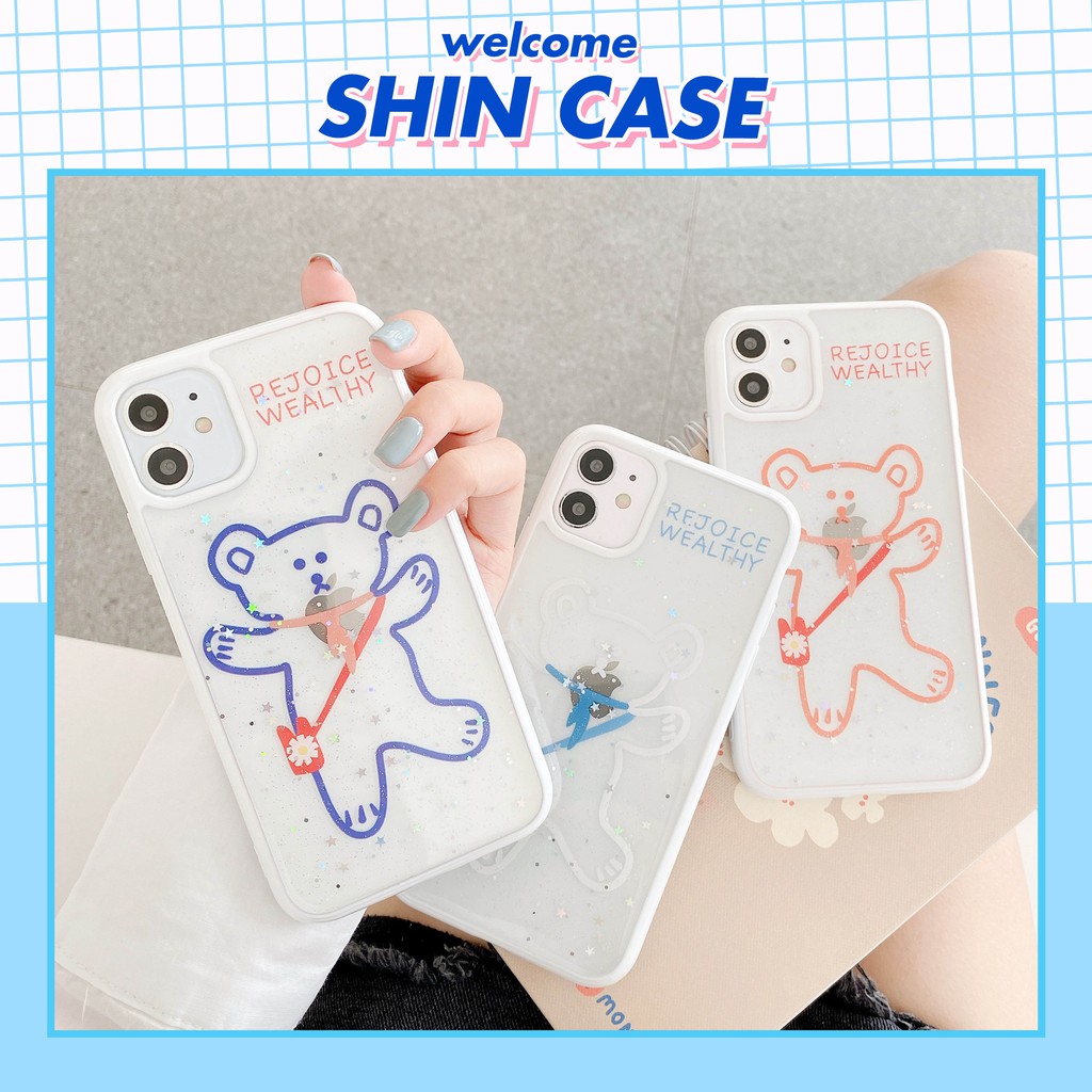 Ốp lưng iphone Gấu Rejoice viền màu 5/5s/6/6plus/6s/6splus/7/7plus/8/8plus/x/xr/xs/11/12/pro/max/plus/promax | BigBuy360 - bigbuy360.vn