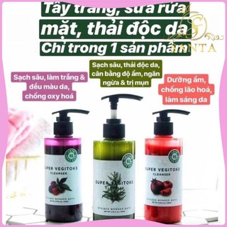 [CHÍNH HÃNG] Sữa Rửa Mặt Rau Củ Super Vegitoks Xanh 300ml