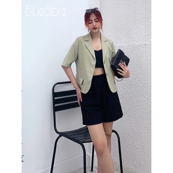Blazer ngắn tay mặc hè chất thích dáng croptop rộng Hàn Quốc | BigBuy360 - bigbuy360.vn