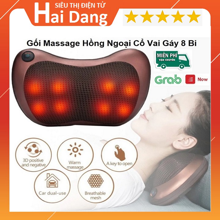 Gối Massage, Cổ Vai Gáy Tri Liệu Đau Mỏi Vai Gáy - Có Hồng Ngoại 8 Bi - Bảo Hành 12 Tháng