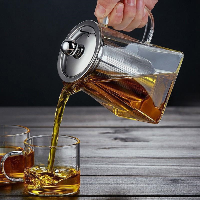 Bình Lọc Trà bằng Thủy Tinh Đáy Vuông Chịu Nhiệt - 550ml - 750ml - 950ml
