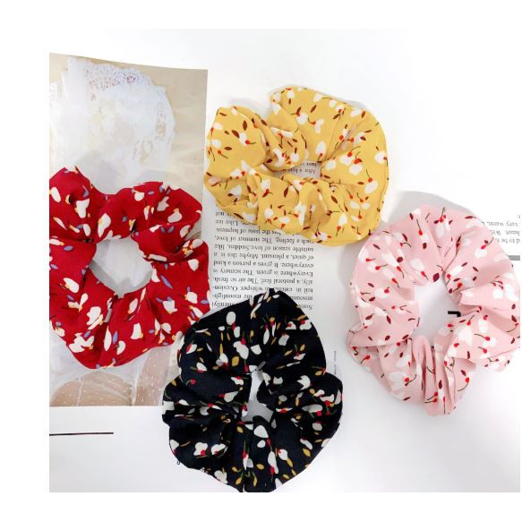 Dây Cột Tóc Vải, Buộc Tóc Scrunchies Hoa Văn Cực Đẹp (HOA LITI TH002P)