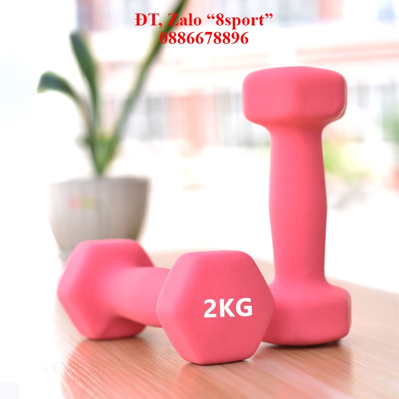 Tạ tay 3kg bọc cao su tự nhiên cao cấp, an toàn, tạ lõi gang đặc, thể dục, thể thao, gym, yoga, 8sport
