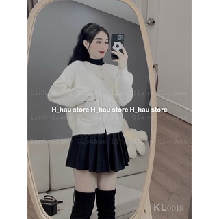 Áo cardigan len dáng ngắn khuy ngọc