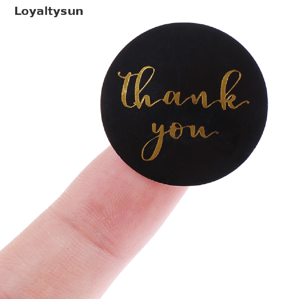 Set 500 miếng dán lá vàng đen in chữ thank you dùng để trang trí thiệp