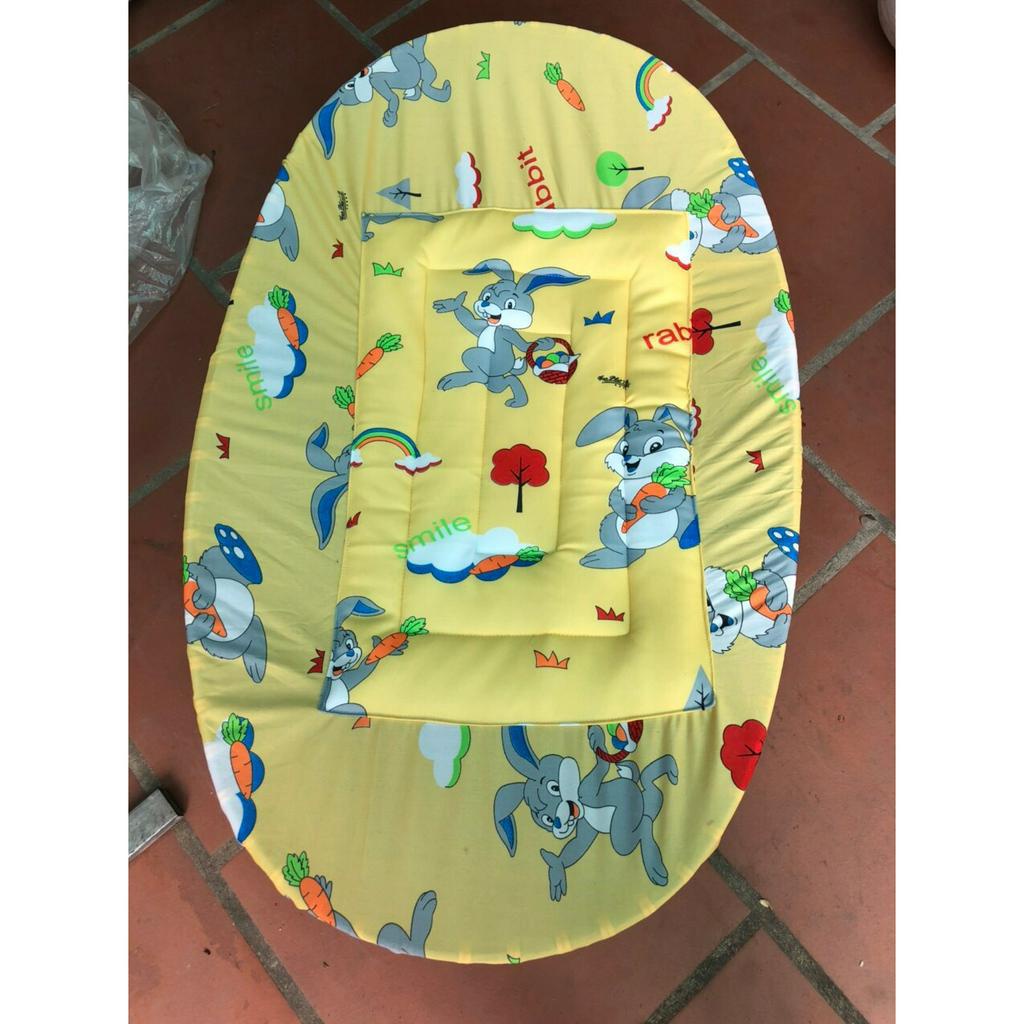 Bọc nệm lót nôi tre cho bé nằm ngủ võng dành cho 3 size nôi (85x55.90x60.100x60)