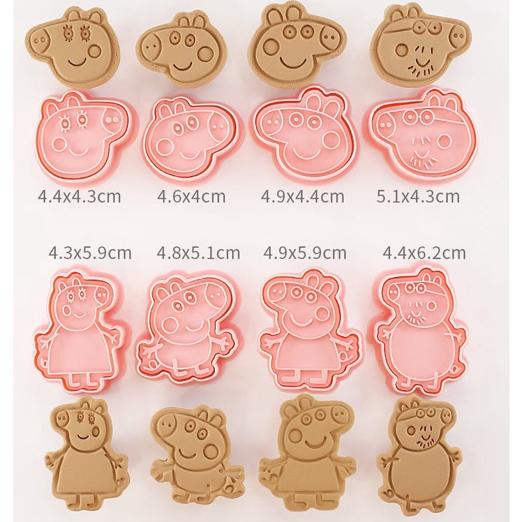 Khuôn nhấn bánh quy 3D Peppa Pig dễ thương, khuôn cookie ô tô, chó cứu hộ