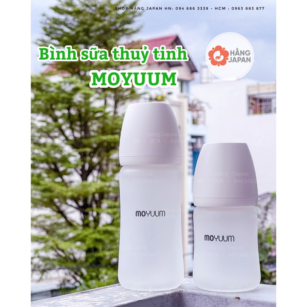 Bình sữa Moyuum thủy tinh 150ml/ 240ml chính hãng không kèm núm