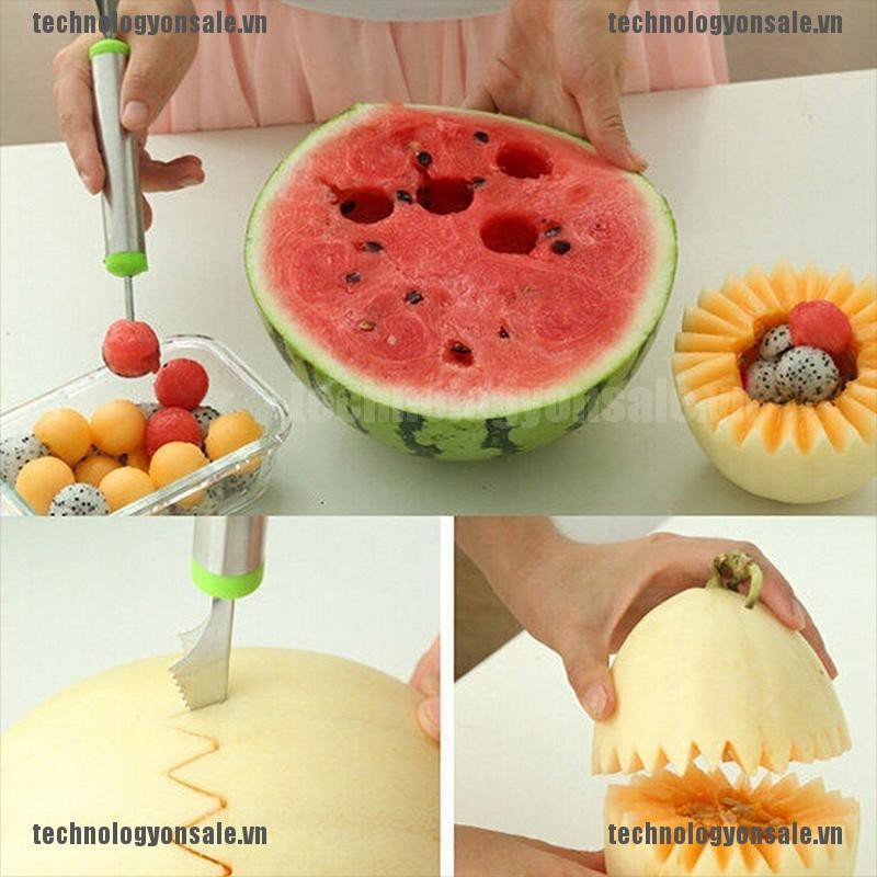 [Tech] New Stainless Steel Ice Cream Double-End Scoop Spoon Melon Baller Cutter Fruit [VN]