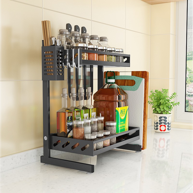 Kệ Đựng Gia Vị 2 Tầng Inox Phủ Sơn Tĩnh Điện Mẫu Mới Để Bàn Cao Cấp | BigBuy360 - bigbuy360.vn