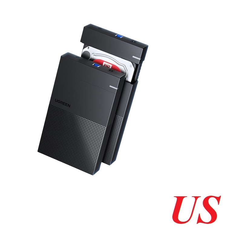 Ugreen 70310 3.5Inch with 12V2A Adapter US Plug support 16tb Hard Drive Enclosure + 5G USB-B to USB-