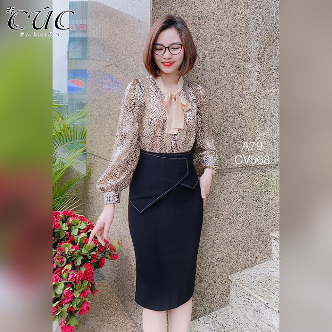 Chân váy đầm bút chì công sở cao cấp dáng dài Cúc Fashion CV568 cv vạt nhọn | BigBuy360 - bigbuy360.vn