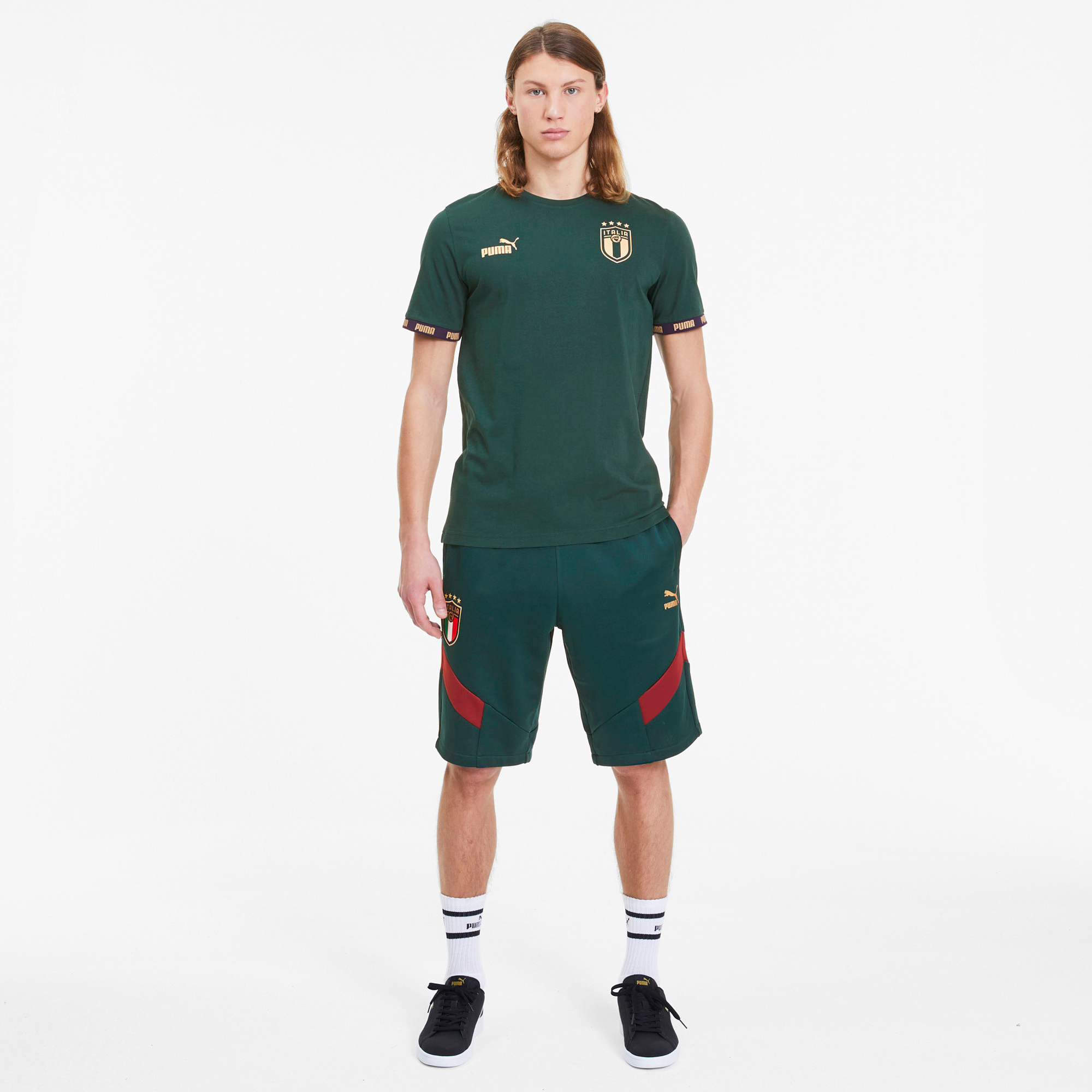 Áo thun puma tay ngắn in logo đội bóng đá Ý thời trang cao cấp cho nam