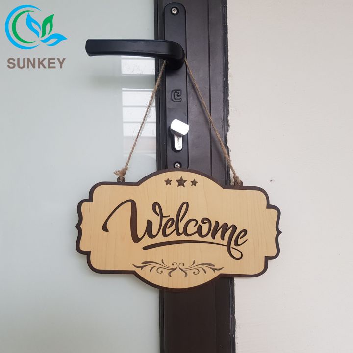 Bảng Gỗ Welcome - Kích Thước 25x15 cm - Chất Liệu Gỗ MDF Nhập Khẩu - Trang Trí Decor Mọi Không Gian