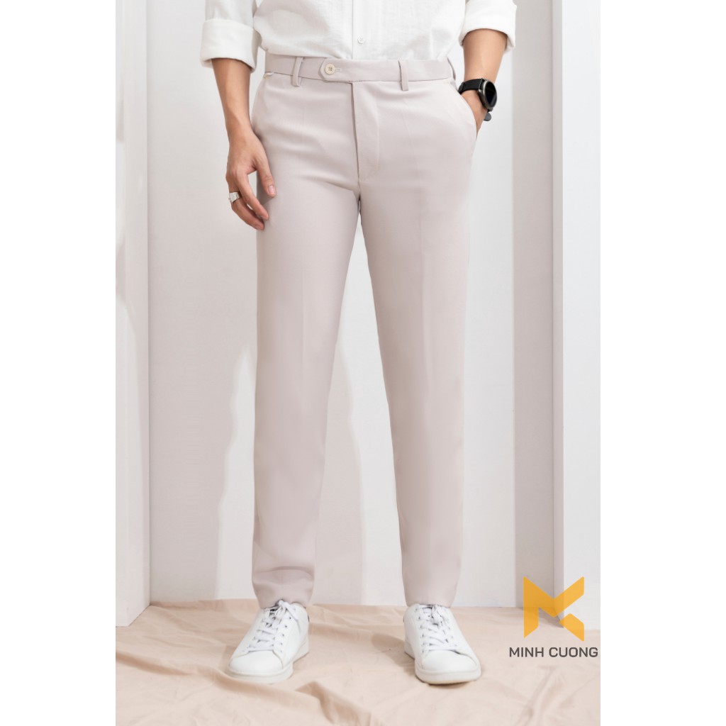 Quần tây nam (màu kem sữa), dáng côn, vải cotton đẹp, chất co giãn cao cấp, phong cách công sở lịch lãm | BigBuy360 - bigbuy360.vn
